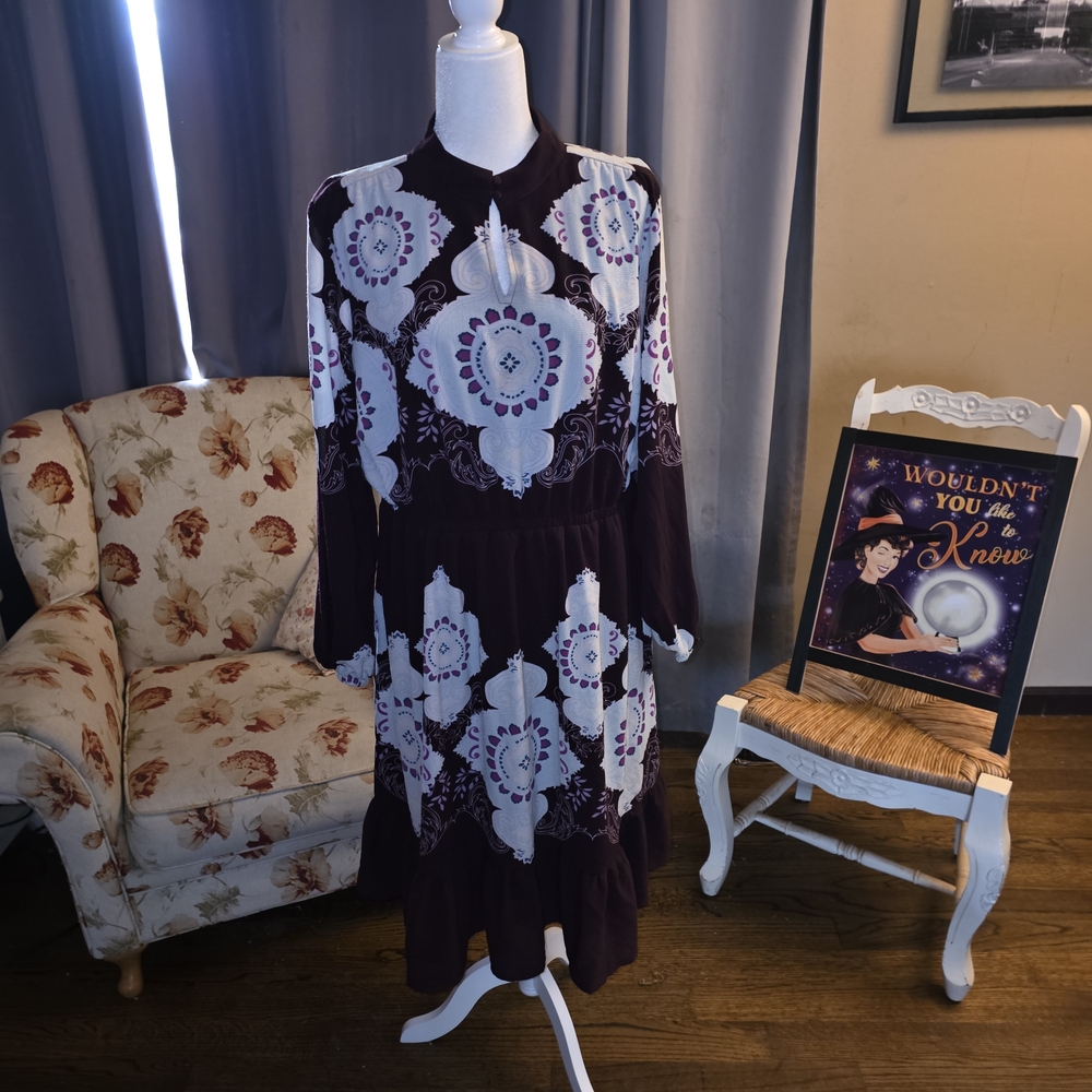 Fun RETRO STYLE Lane Bryant Purple and White Midi Dress